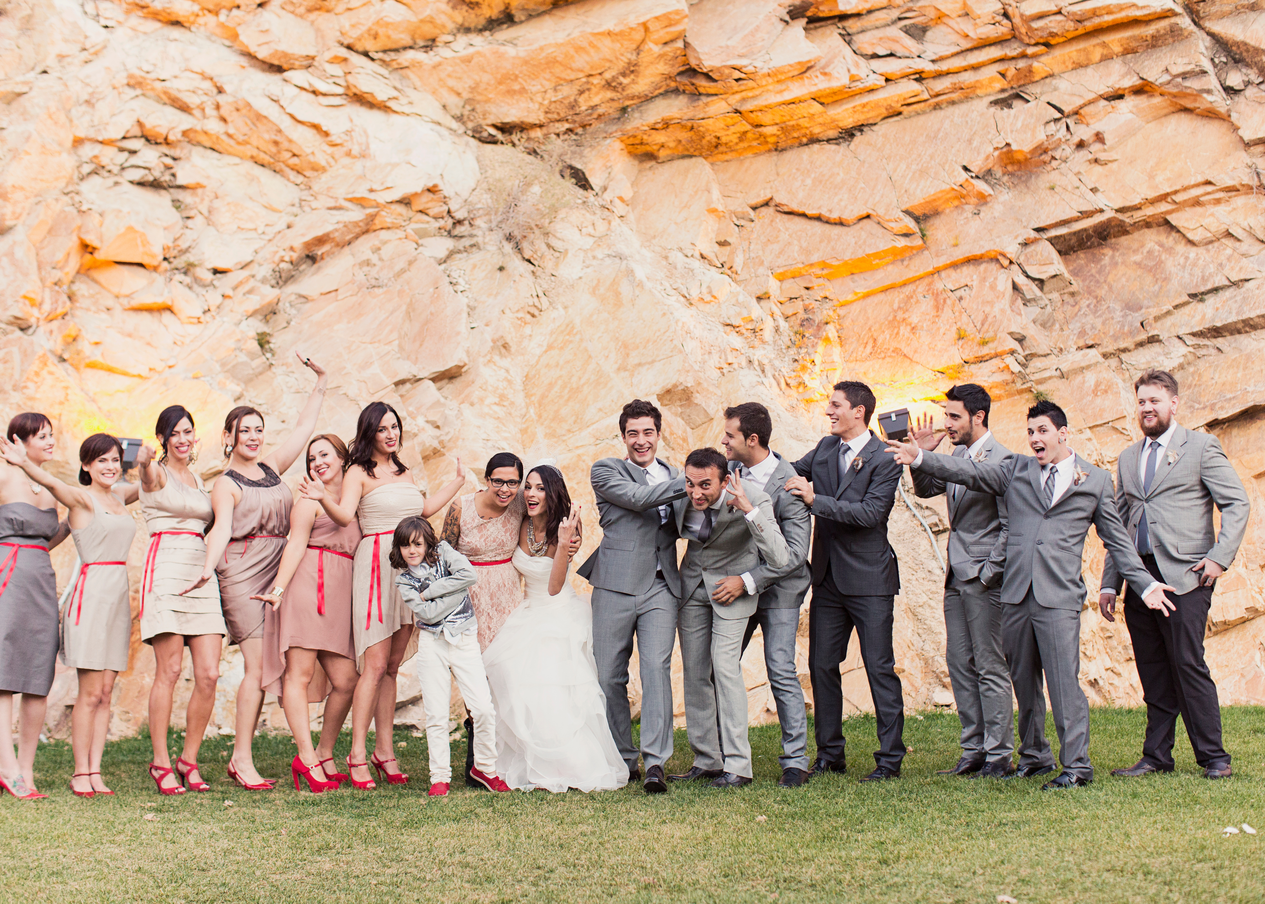 Bridal Party And Groomsmen Having A Laugh