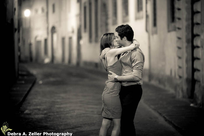Couple kissing in Florence